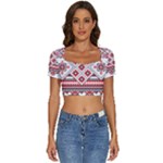 Retro Knitting Patterns Seamless Short Sleeve Square Neckline Crop Top 