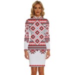 Retro Knitting Patterns Seamless Long Sleeve Shirt Collar Bodycon Dress