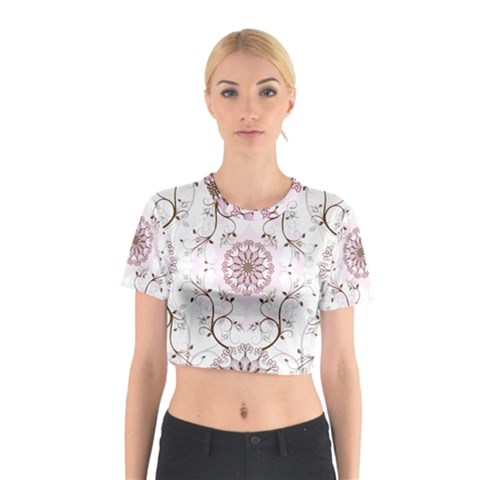 Floral Flora Flower Seamless Pattern Cotton Crop Top from ArtsNow.com