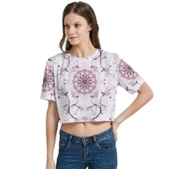 Women s Round Neck Short Sleeve Crop Top 