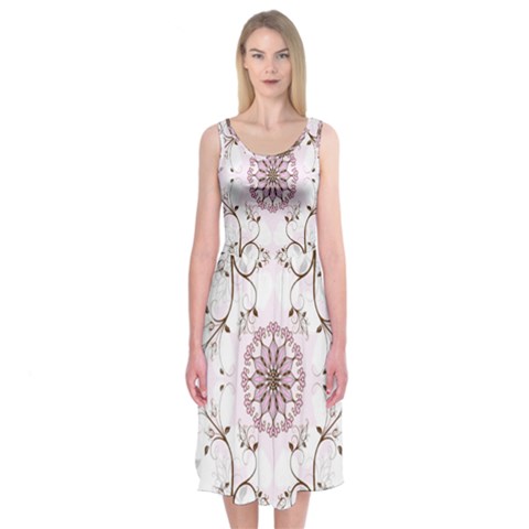 Floral Flora Flower Seamless Pattern Midi Sleeveless Dress from ArtsNow.com