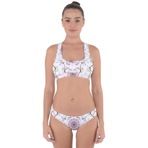 Floral Flora Flower Seamless Pattern Cross Back Hipster Bikini Set from ArtsNow.com