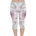 Floral Flora Flower Seamless Pattern Velvet Capri Leggings 