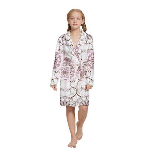 Floral Flora Flower Seamless Pattern Kids  Long Sleeve Velvet Lounge Robe from ArtsNow.com