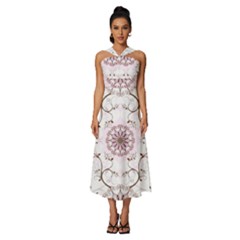 Sleeveless Cross Front Cocktail Midi Chiffon Dress 