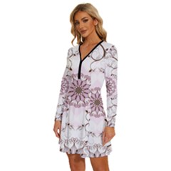 Long Sleeve Deep V Mini Dress  