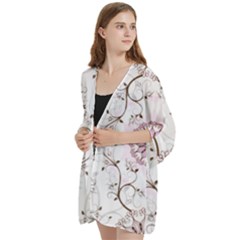 Open Front 3/4 Sleeve Batwing Chiffon Cardigan Kimono 