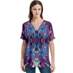 Abstract symmetry V-Neck Split Shoulder Casual T-Shirt