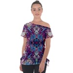 Abstract symmetry Off Shoulder Tie-Up T-Shirt