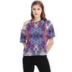 Abstract symmetry One Shoulder Cut Out T-Shirt