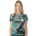 Marbling Mono Blend  V-Neck Sport Mesh T-Shirt