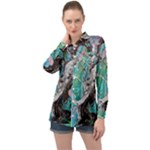 Marbling Mono Blend  Long Sleeve Satin Shirt