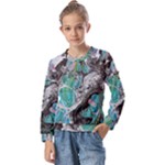 Marbling Mono Blend  Kids  Long Sleeve T-Shirt with Frill 