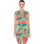 Watermelon Dots Summer Pattern Capsleeve Drawstring Dress 