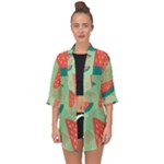 Watermelon Dots Summer Pattern Open Front Chiffon Kimono