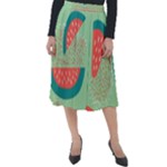 Watermelon Dots Summer Pattern Classic Velour Midi Skirt 