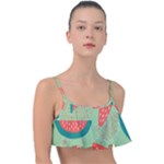 Watermelon Dots Summer Pattern Frill Bikini Top