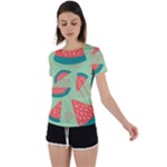 Watermelon Dots Summer Pattern Back Circle Cutout Sports T-Shirt