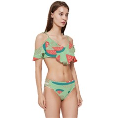 Ruffle Edge Tie Up Bikini Set	 