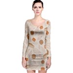 Leaves Cake Cookies Pattern Long Sleeve Bodycon Dress