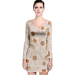 Leaves Cake Cookies Pattern Long Sleeve Velvet Bodycon Dress