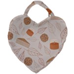 Leaves Cake Cookies Pattern Giant Heart Shaped Tote