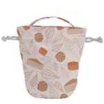 Leaves Cake Cookies Pattern Drawstring Bucket Bag