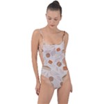 Leaves Cake Cookies Pattern Tie Strap One Piece Swimsuit