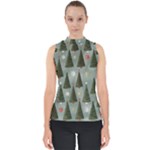 Christmas Trees Pattern Mock Neck Shell Top