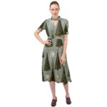 Christmas Trees Pattern Keyhole Neckline Chiffon Dress