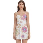 Flowers Blossom Spring Garden Body Wrap Sleeveless V-Neck Mini Dress