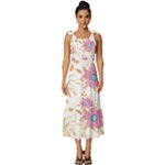 Flowers Blossom Spring Garden Tie-Strap Tiered Midi Chiffon Dress