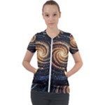 Galaxy Background Star Short Sleeve Zip Up Jacket