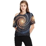 Galaxy Background Star One Shoulder Cut Out T-Shirt