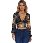 Galaxy Background Star Long Sleeve Deep-V Velour Top