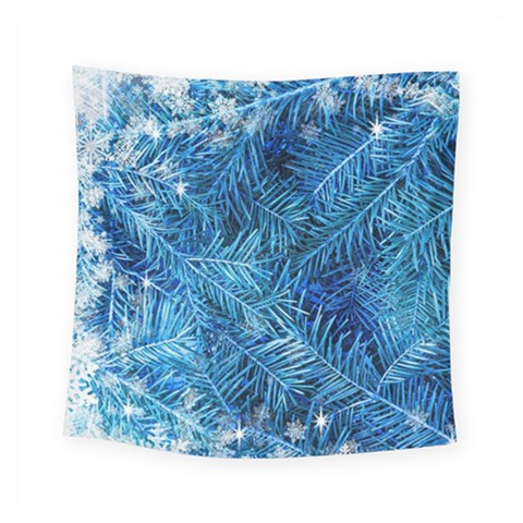 Blue Christmas Tree Branch Texture, Winter Texture, Tree Texture, Tree Branches Square Tapestry (Small) from ArtsNow.com