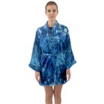 Blue Christmas Tree Branch Texture, Winter Texture, Tree Texture, Tree Branches Long Sleeve Satin Kimono