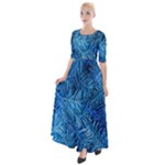 Blue Christmas Tree Branch Texture, Winter Texture, Tree Texture, Tree Branches Half Sleeves Maxi Dress