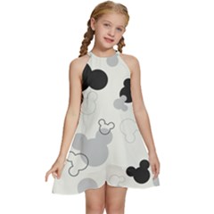 Kids  Halter Collar Waist Tie Chiffon Dress 