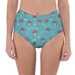 Whimsical Mushroom pattern Reversible High-Waist Bikini Bottoms