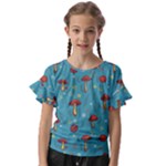 Whimsical Mushroom pattern Kids  Cut Out Flutter Sleeves