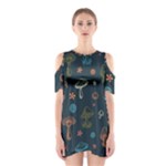 Whimsical Mushrooms pattern Shoulder Cutout One Piece Dress