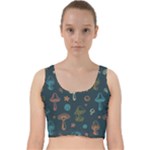 Whimsical Mushrooms pattern Velvet Racer Back Crop Top