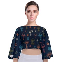 Tie Back Butterfly Sleeve Chiffon Top 