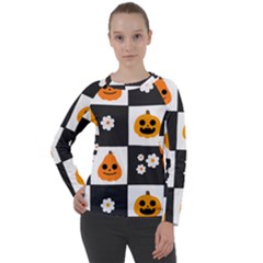 Seamless Halloween Pattern With Smiling Pumpkin 20240926 161714 0000 Women s Long Sleeve Raglan T