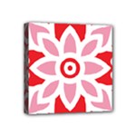 A Red And White Pattern With A Flower On It Mini Canvas 4  x 4  (Stretched)