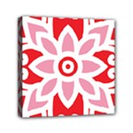 A Red And White Pattern With A Flower On It Mini Canvas 6  x 6  (Stretched)