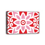 A Red And White Pattern With A Flower On It Mini Canvas 6  x 4  (Stretched)