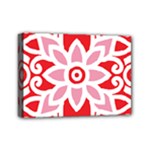 A Red And White Pattern With A Flower On It Mini Canvas 7  x 5  (Stretched)