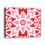 A Red And White Pattern With A Flower On It Canvas 10  x 8  (Stretched)